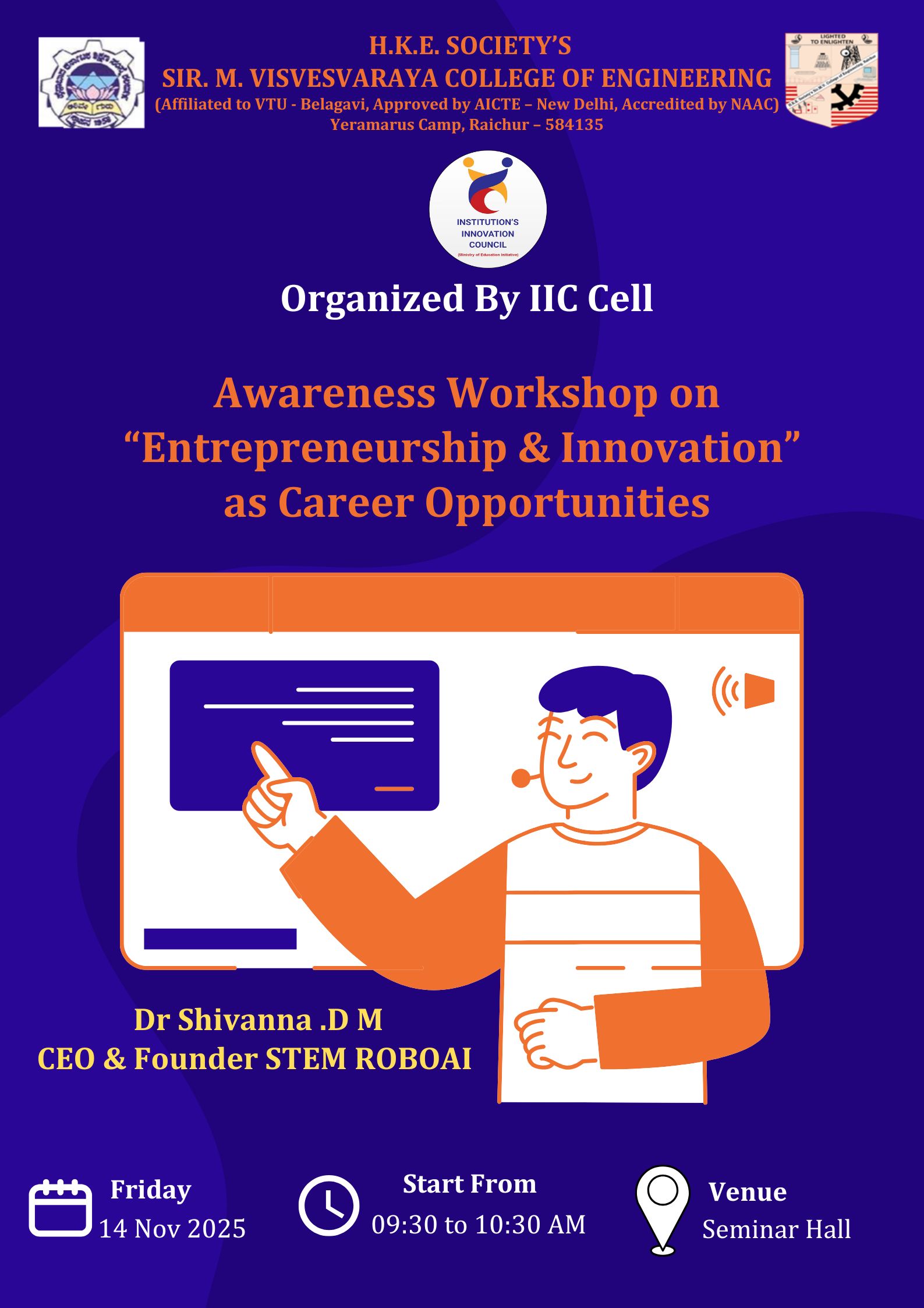 Awareness Workshop on "Entrepreneurship & Innovation" as Career Opportunities