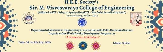 FDP by Mech Dept & ISTE Karnataka Section (1-5 July 2024)